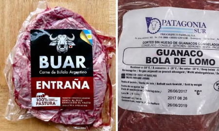 Carne de guanaco y búfalo. Carne de guanaco y búfalo.