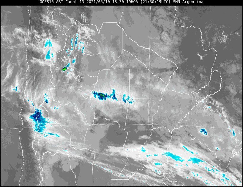 Imagen satelital a las 18.30 del lunes.