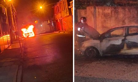 Auto quemado en barrio Barranquitas de Santa Fe Auto quemado en barrio Barranquitas de Santa Fe