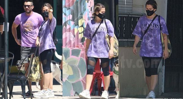 Jimena Barón se mostró con muy poco glamour; pelo atado, sin maquillaje, calzas, zapatillas y un remerón lejos de su perfil sexy estaba irreconocible.