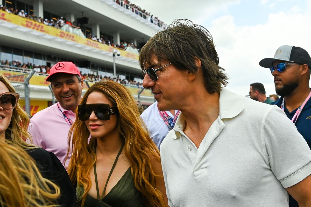 Shakira y Tom Cruise en el GP de Fórmula Uno