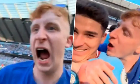 Un hincha de Manchester City entró a la cancha y besó a Julián Álvarez. Un hincha de Manchester City entró a la cancha y besó a Julián Álvarez.