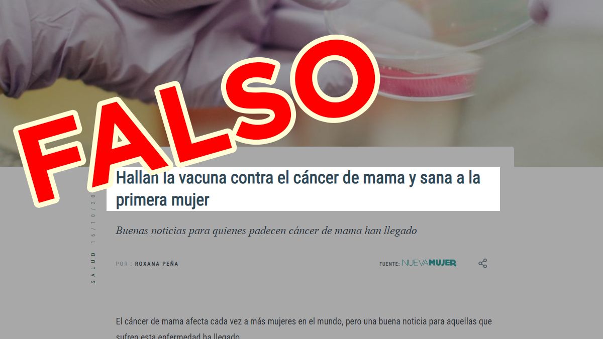Es falsa la vacuna contra el cáncer de mama que circuló en redes sociales.