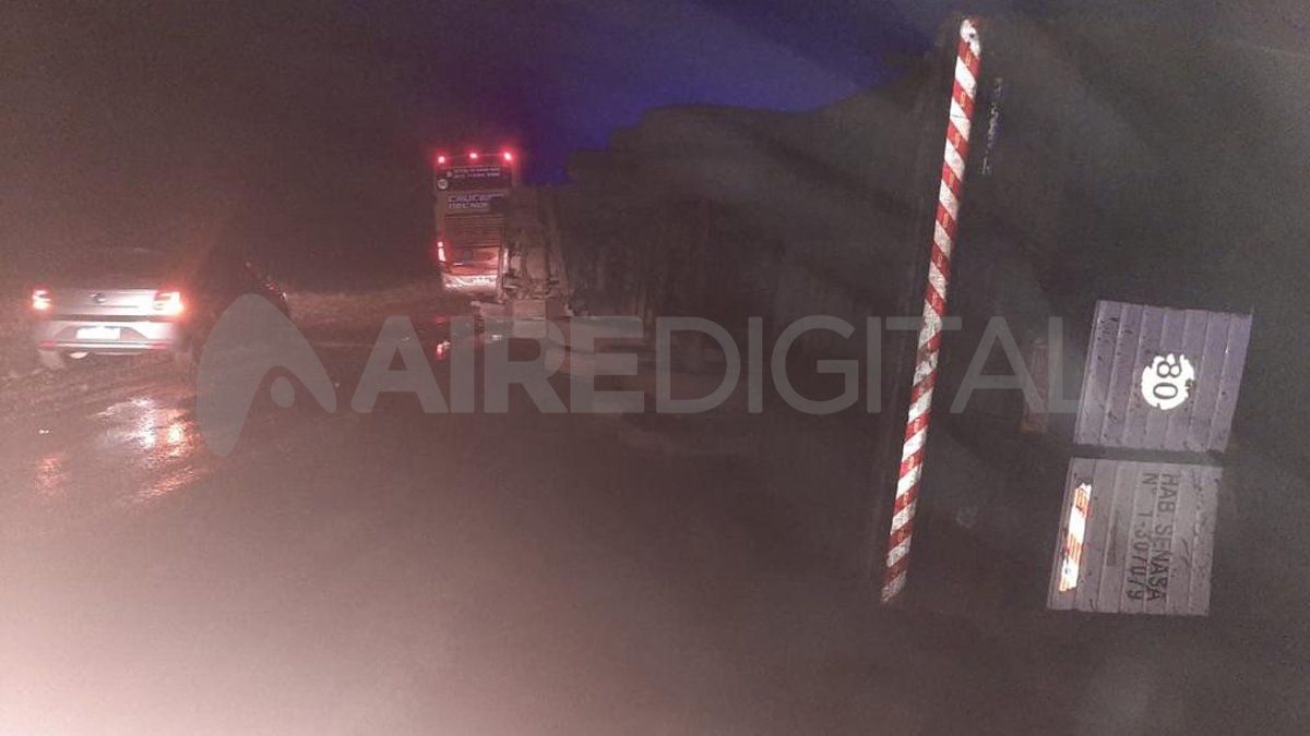 Volcó un camión lleno de vacas en la ruta 11 a la altura de Calchaquí.
