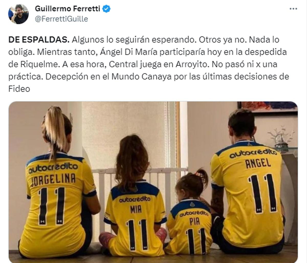 El periodista Guillermo Ferretti fue uno de los que se expresó sobre la situación de Ángel Di María.