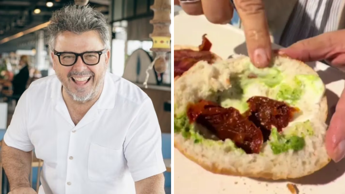 El secreto de Donato de Santis para un panino crocante: capas, equilibrio y una yema explosiva.