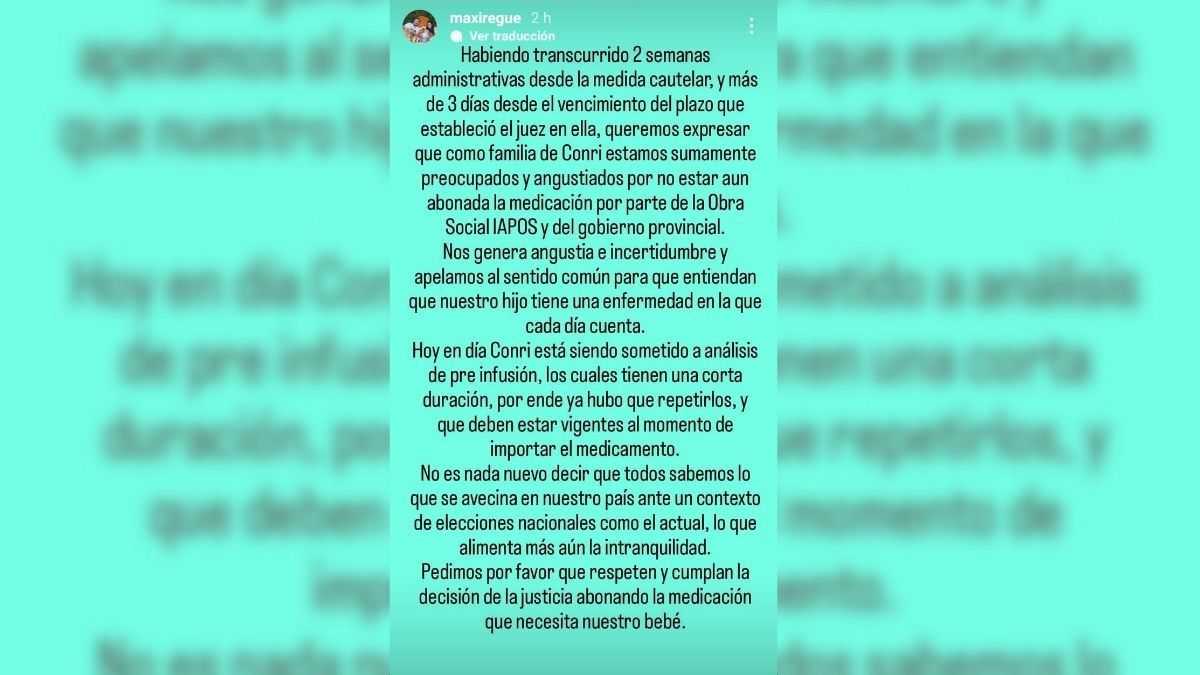 El mensaje del papá de Conrado Regué en redes sociales. El mensaje del papá de Conrado Regué en redes sociales. 