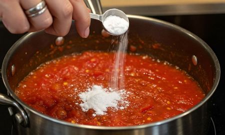 El secreto del bicarbonato de sodio en la salsa de tomate. El secreto del bicarbonato de sodio en la salsa de tomate.