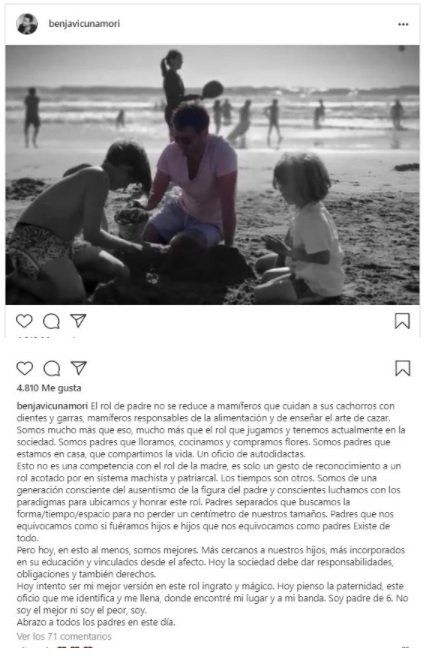 El posteo de Benjamín Vicuña, que enojó a la China Suárez.