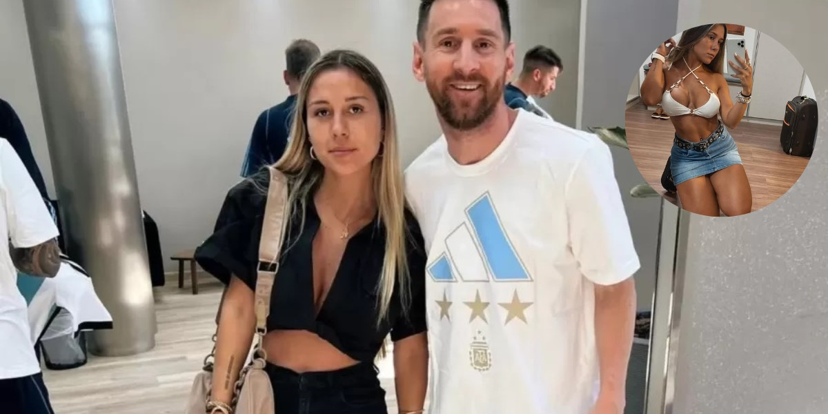 Angi Olivera junto a Lionel Messi en el predio de la AFA.