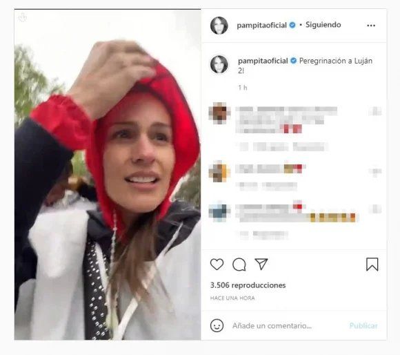 Pampita cumplió su promesa de ir caminando a Luján.