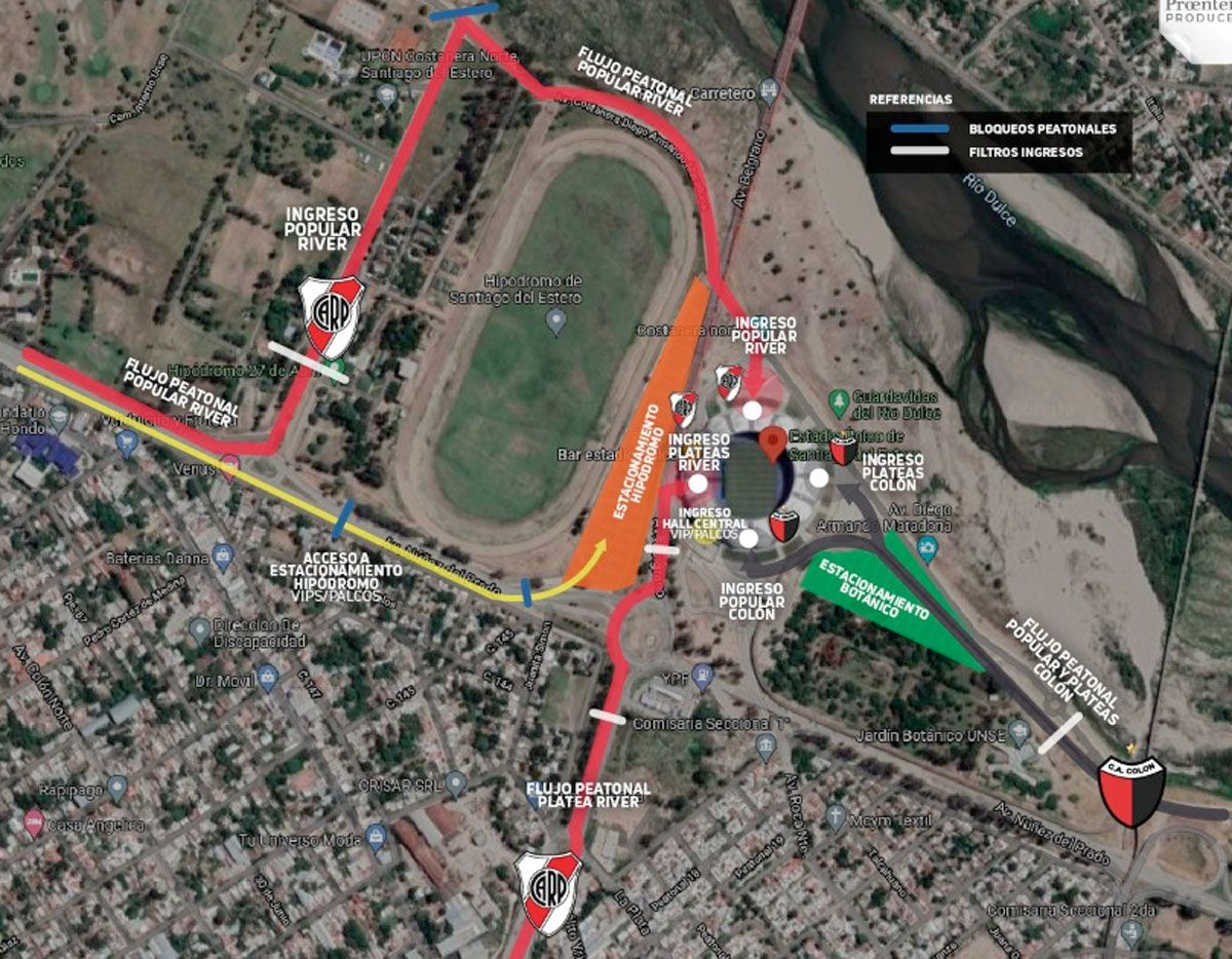 Acceso al Estadio Único en donde se enfrentarán River y Colón.