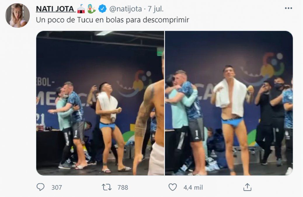 Nati Jota publicó una foto de Tucu Correa en ropa interior.