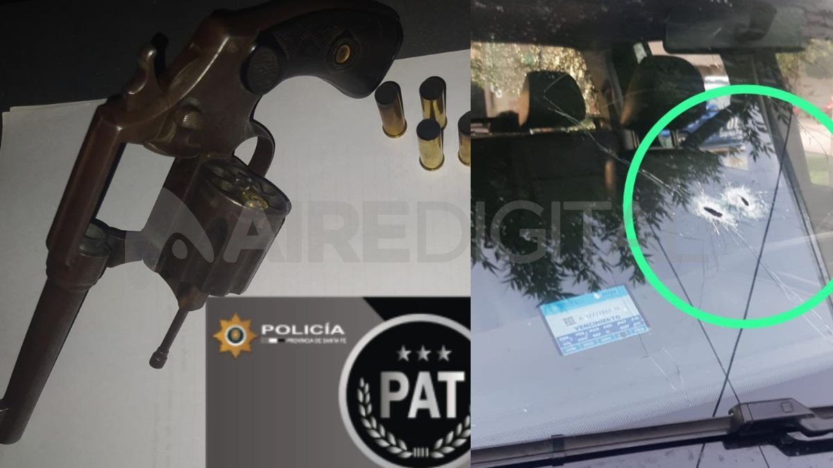 El arma de fuego incautada fue utilizada por el delincuente para disparar contra el patrullero.
