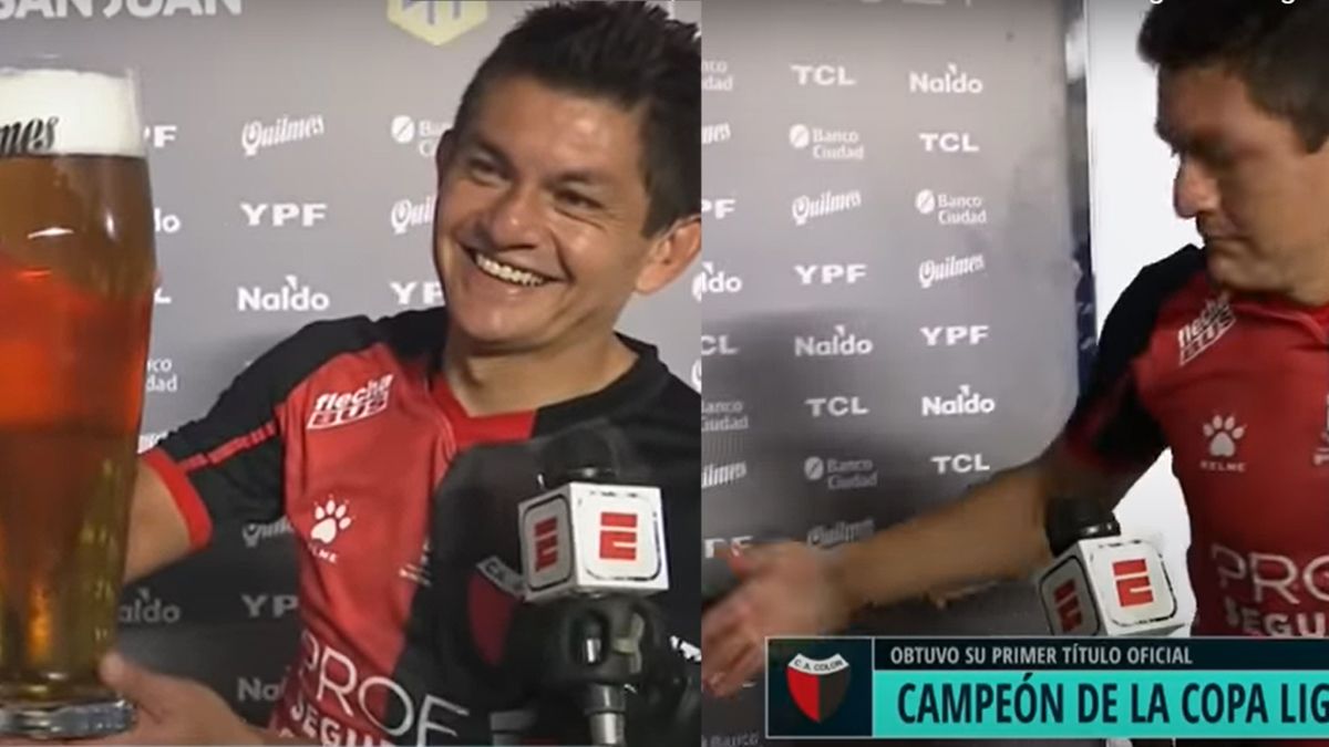 Insólito: el Pulga Rodríguez se cortó un dedo con un vaso de cerveza en el festejo final