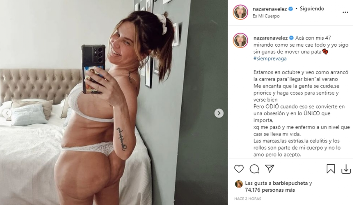 Nazarena V&eacute;lez se mostr&oacute; al natural&nbsp;