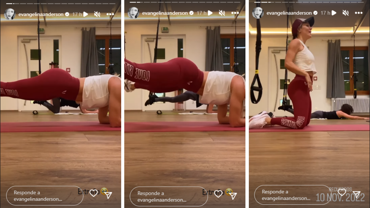 Evangelina Anderson mostró los ejercicios que hacía en Alemania.