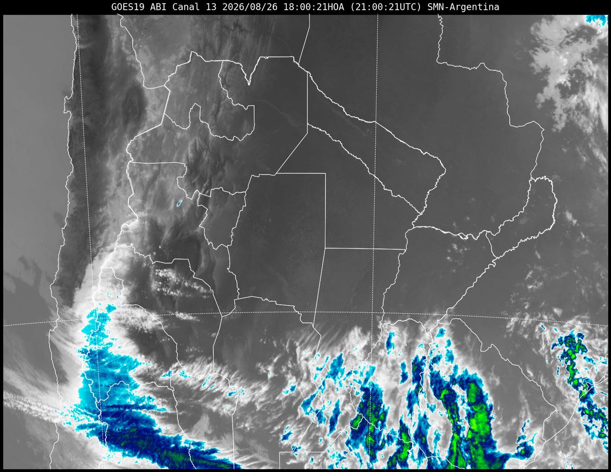 La imagen satelital muestra qabundante nubosidad en el centro y sur, mientras que en el norte prevalece el cielo despejado. La imagen satelital muestra qabundante nubosidad en el centro y sur, mientras que en el norte prevalece el cielo despejado. 
