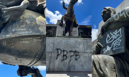 A un día del aniversario del nacimiento de Estanislao López, su monumento exhibe intervenciones y marcas. A un día del aniversario del nacimiento de Estanislao López, su monumento exhibe intervenciones y marcas.