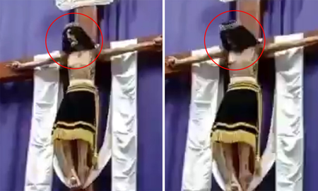 En plena misa figura de Cristo mueve la cabeza En plena misa figura de Cristo mueve la cabeza