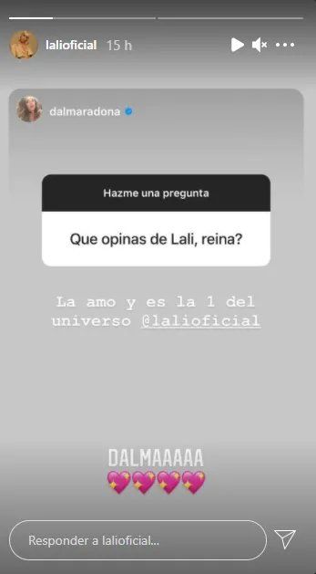 Lali Espósito y Dalma Maradona tuvieron un tierno momento a través de las historias de Instagram. 