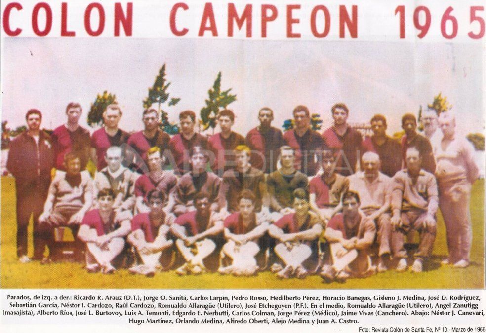 Colón fue el primer equipo de la capital santafesina en acceder a la Primera División tras ascender en 1965. Foto: Historia del Club Atlético Colón Colón fue el primer equipo de la capital santafesina en acceder a la Primera División tras ascender en 1965. Foto: Historia del Club Atlético Colón