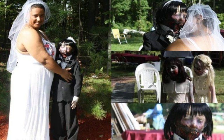 Se casó con su muñeca zombie… ¡y ahora van por el hijo!