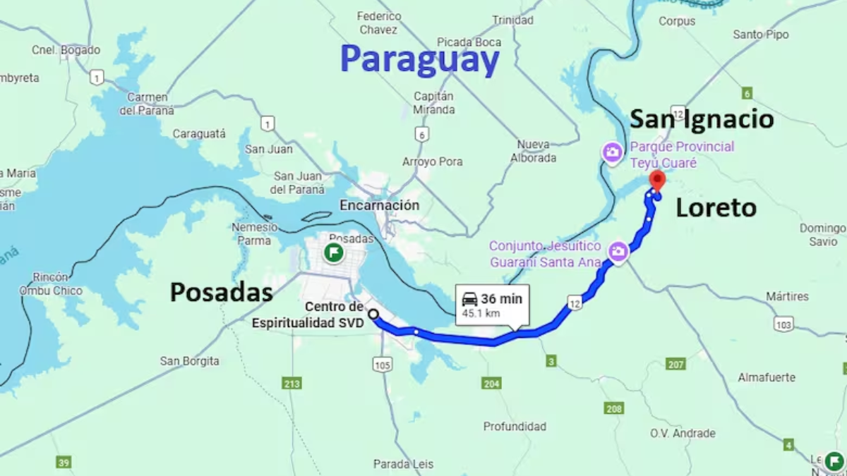 La peregrinación recorre 36 kilómetros partiendo de Fátima, en las afueras de Posadas, hasta el Santuario de Nuestra Señora de Loreto, cerca de San Ignacio