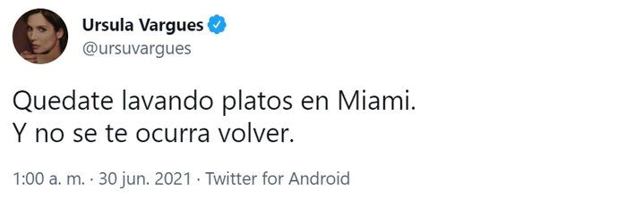 El tuit de Úrsula Vargues.