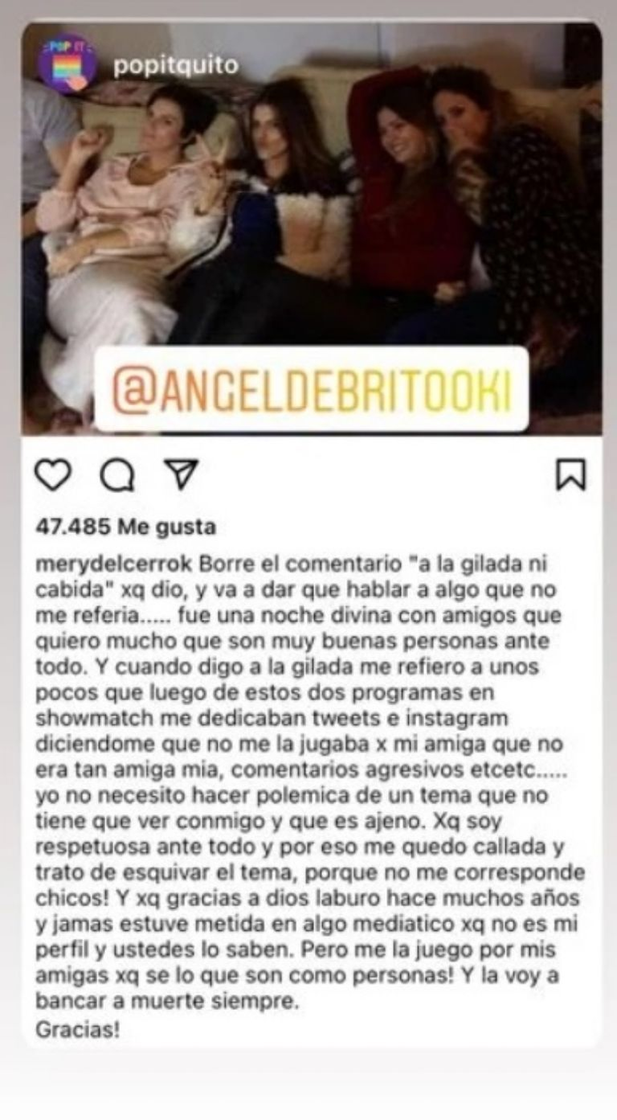 Mery del Cerro defendi&oacute; a la China Su&aacute;rez en pleno esc&aacute;ndalo.