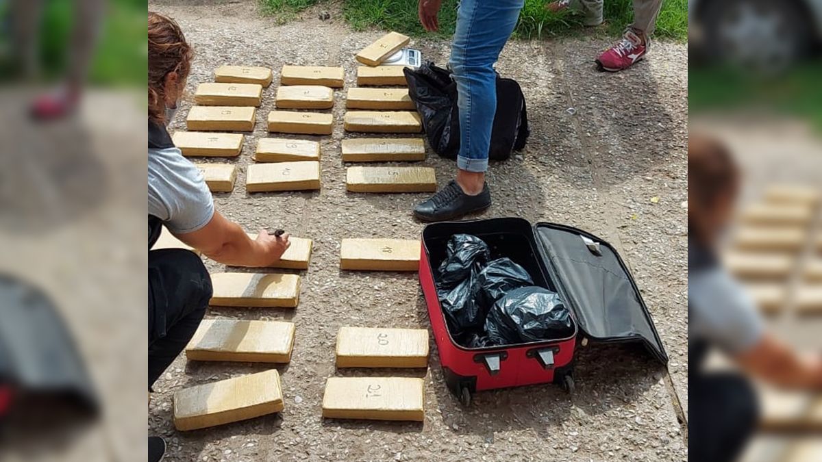 El momento en que los uniformados contabilizaron los panes con droga.
