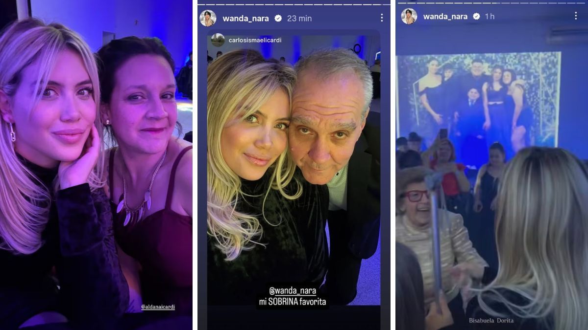 Wanda Nara junto a sus hijas y familiares de Mauro Icardi durante la celebración en Rosario. Wanda Nara junto a sus hijas y familiares de Mauro Icardi durante la celebración en Rosario.