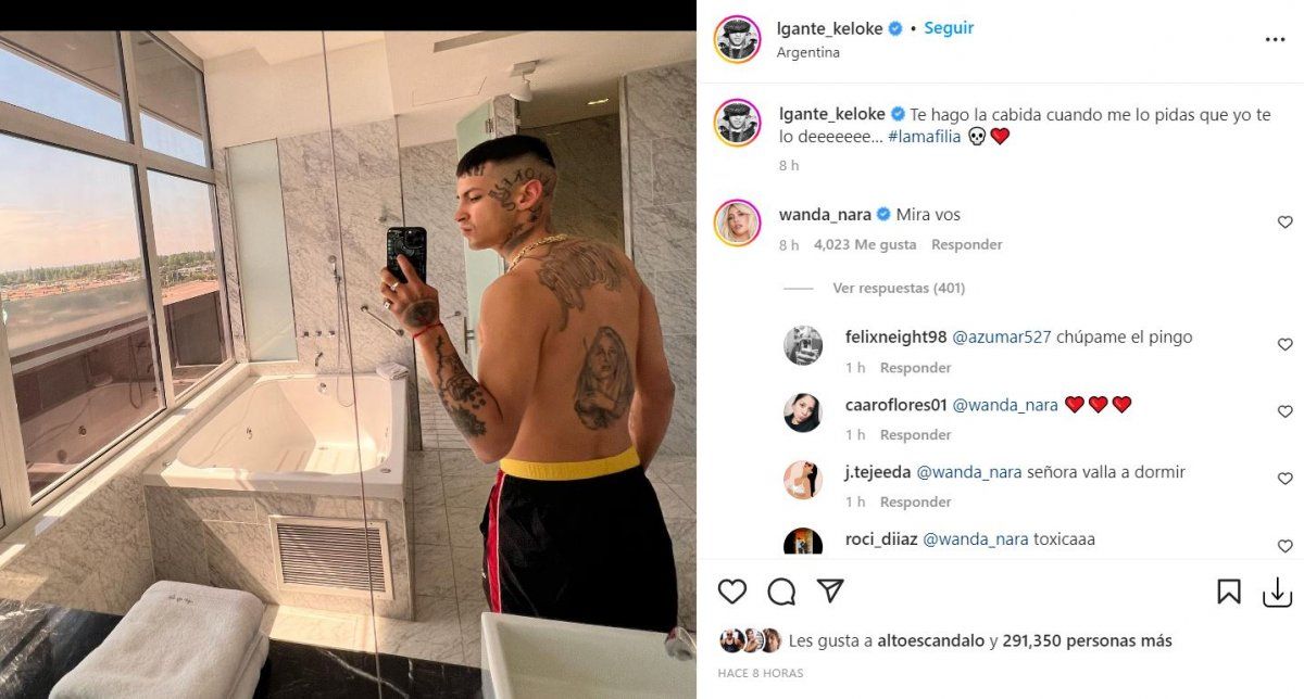 Wanda Nara celó a L-Gante desde Turquía.