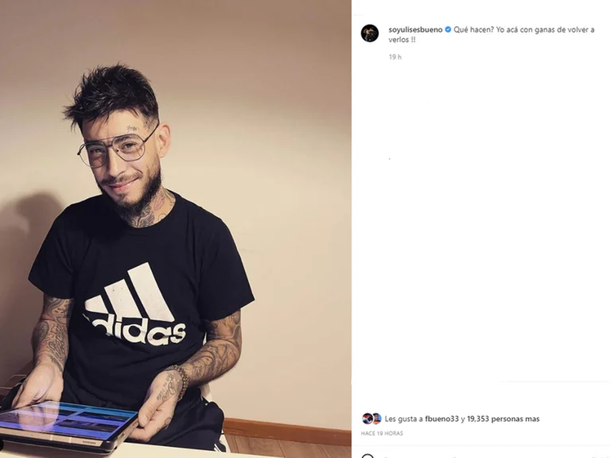 El posteo en instagram de Ulises tras la cancelación del show en Parque Sarmiento. 