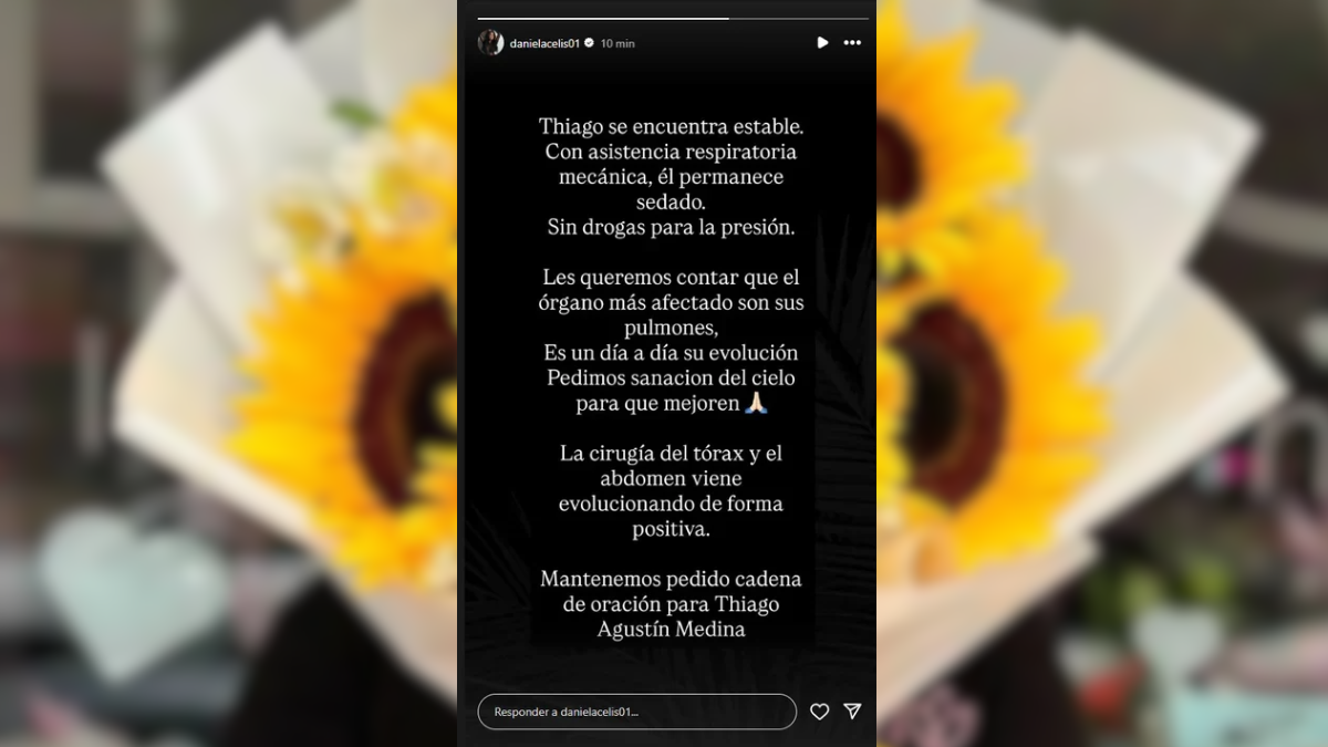 El estado de salud de Thiago Medina. El estado de salud de Thiago Medina.