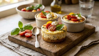 Mini cheesecake salado con tomate y albahaca: la receta fácil paso a paso