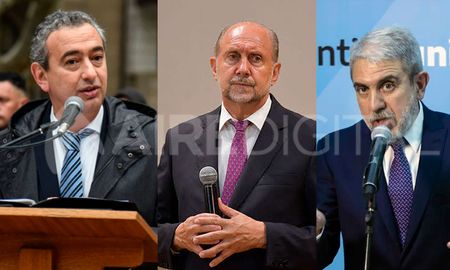 Pablo Javkin, Omar Perotti y Aníbal Fernández. Pablo Javkin, Omar Perotti y Aníbal Fernández.