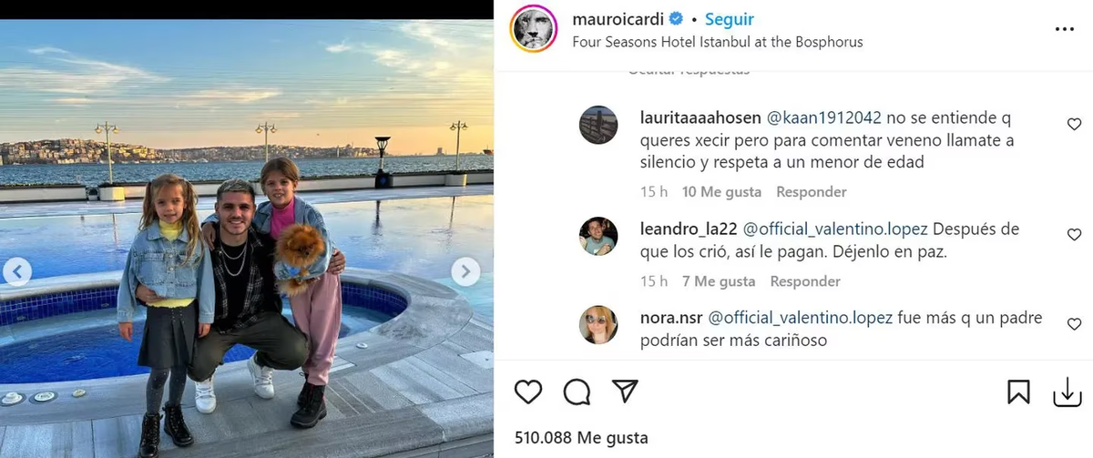 El saludo de Valentino López a Mauro Icardi por su cumpleaños. 