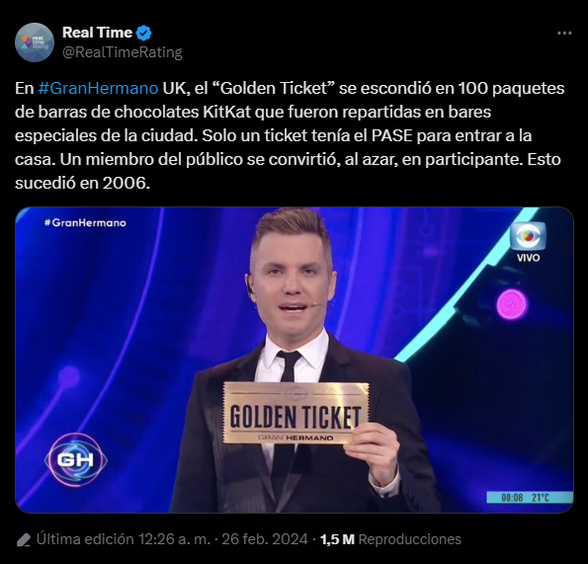 @RealTimeRating vía X. @RealTimeRating vía X. 