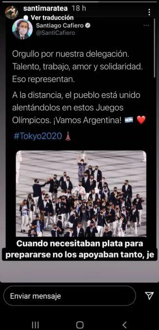 Santi Maratea cruzó a Santiago Cafiero por los Juegos Olímpicos.