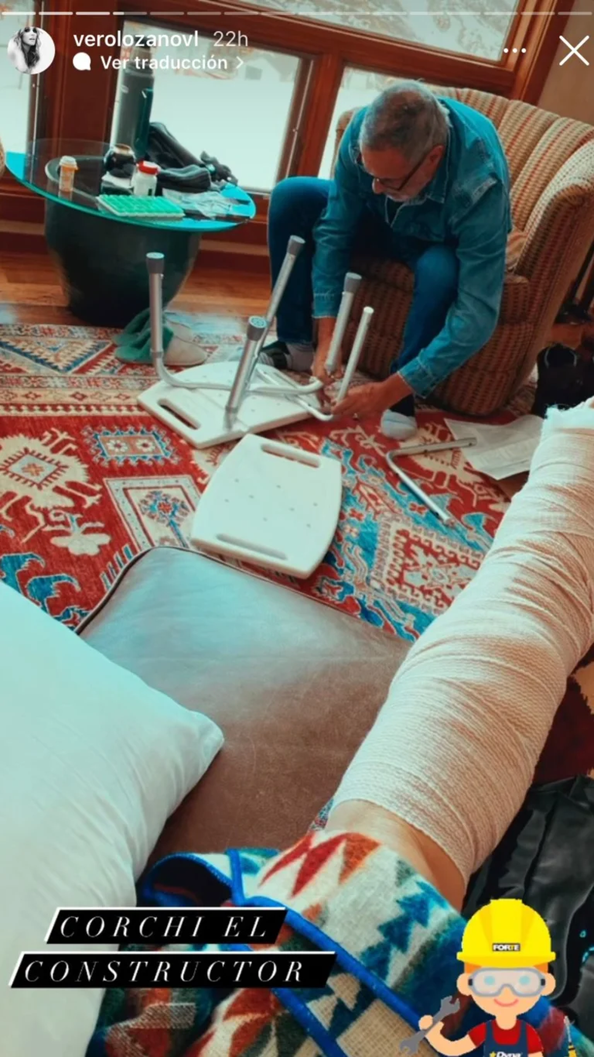 Ver&oacute;nica Lozano comparti&oacute; el gran gesto de su marido, Jorge Corcho Rodr&iacute;guez, quien le arm&oacute; una silla especial para que pueda ba&ntilde;arse con comodidad.