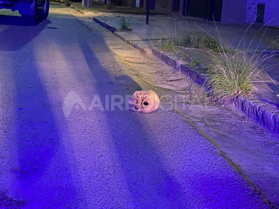 El cráneo tiene una perforación similar al orificio que causa una herida de bala.&nbsp;