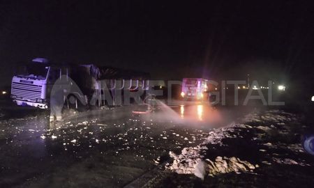 Un camión se accidentó y volcó vísceras sobre la calzada Un camión se accidentó y volcó vísceras sobre la calzada