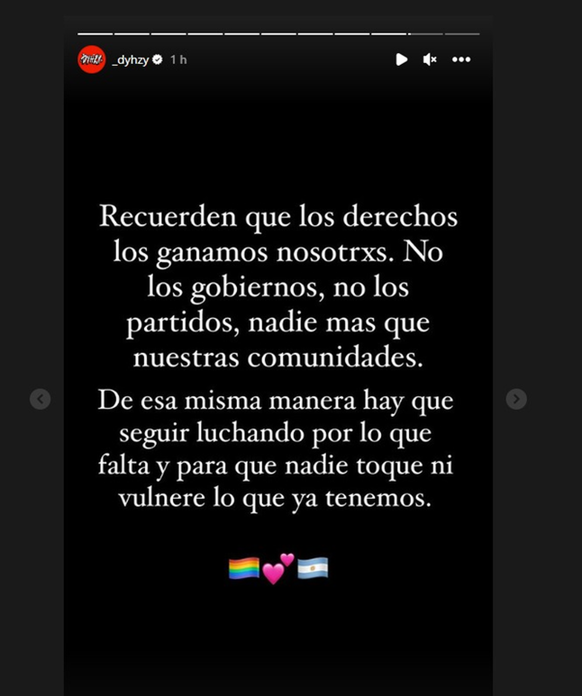 Dyzhy compartió un mensaje contra la victoria de Javier Milei. Dyzhy compartió un mensaje contra la victoria de Javier Milei.