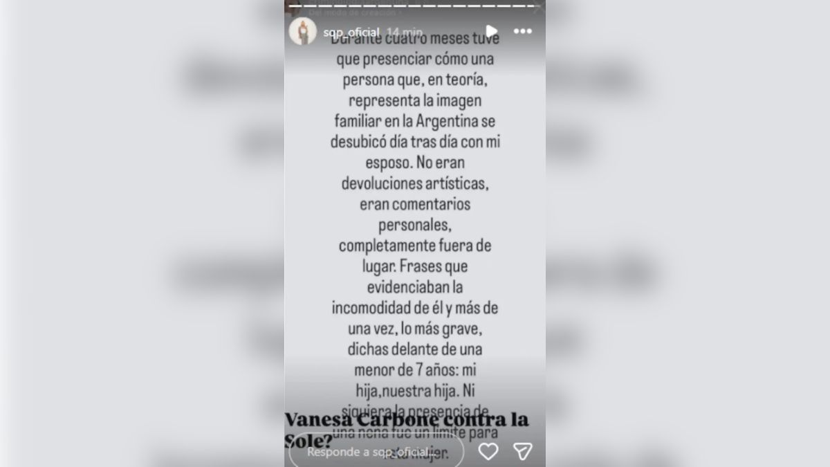Vanesa Carbone expuso la situación a través de sus historias de Instagram. Vanesa Carbone expuso la situación a través de sus historias de Instagram.