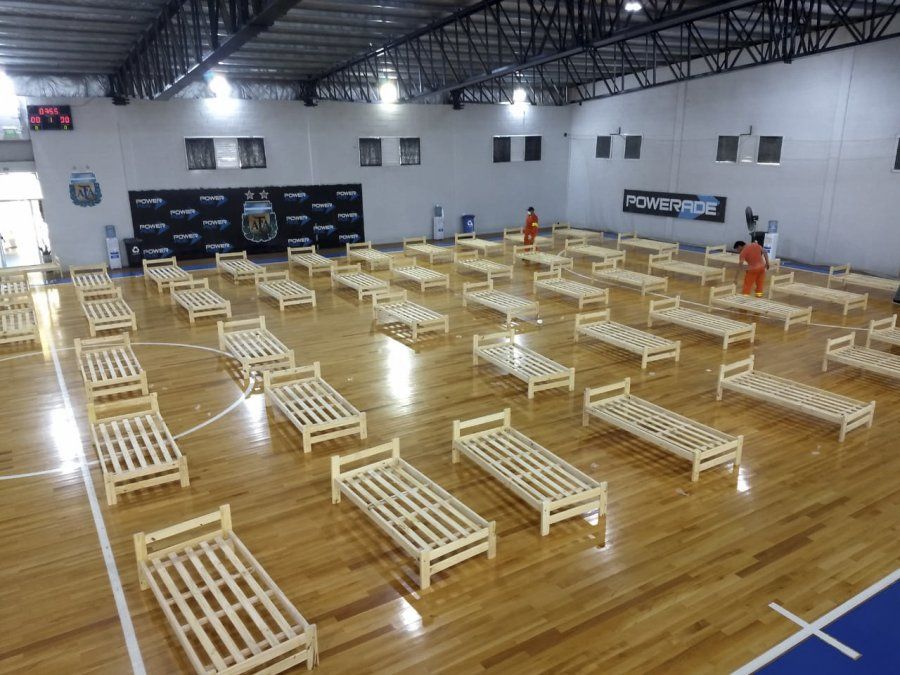 Vista del gimnasio de futsal del predio de la AFA en Ezeiza