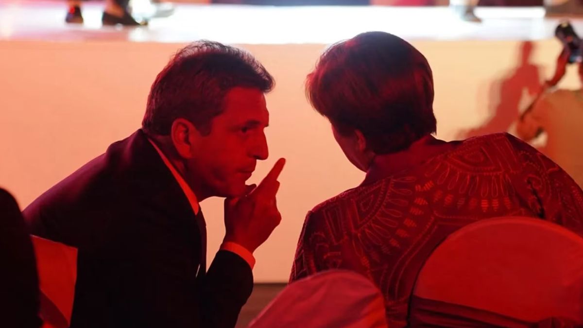 Sergio Massa y Kristalina Georgieva en la Cumbre de Ministros de Finanzas y Presidentes del Banco Central.