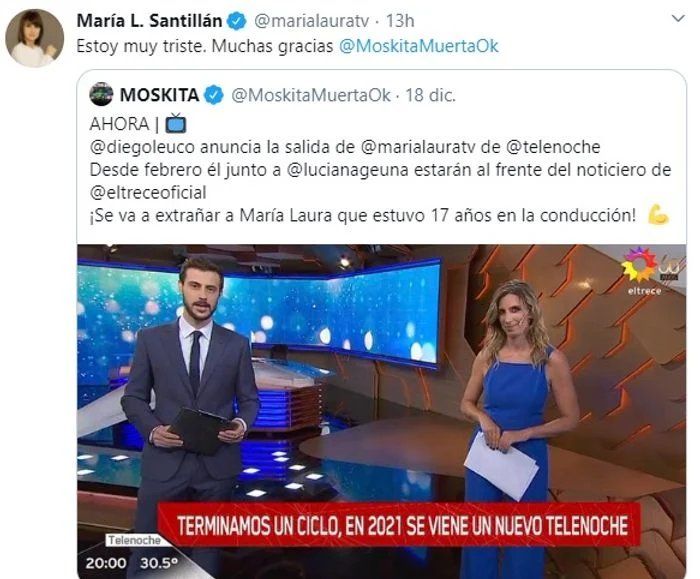 María Laura Santillán manifestó que se sentía triste