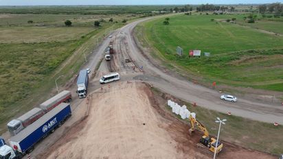 Arrufó: la rotonda sobre el cruce de rutas 34 y 39 ya alcanza un 60% de avance
