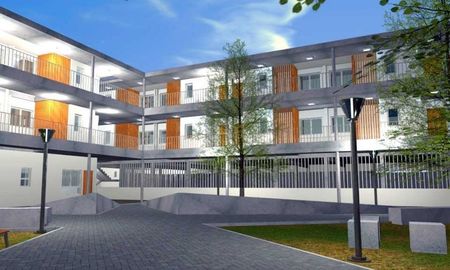Así se verán las viviendas en Villa Setúbal y el edificio de la UTN. Así se verán las viviendas en Villa Setúbal y el edificio de la UTN.